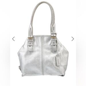Jimmy Choo Metallic Silver Leather Shoulder Bag